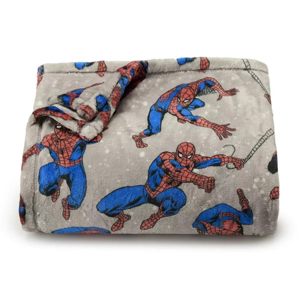 NEW MARVEL SPIDERMAN PLUSH THROW BLANKET GRAY THE BIG ONE 5X6 FT NWT